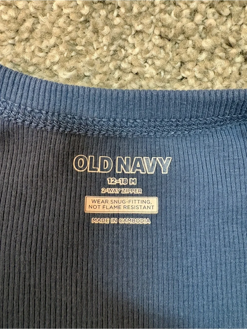 Old Navy Footed One-Piece Pajamas in Navy Blue and Sage Green